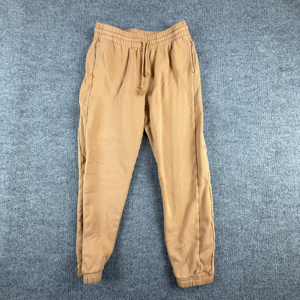 Tna Jogger Pants Womens Small Beige Cozy Fleece Boyfriend Tapered Drawstring